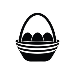 Fototapeta premium Easter Egg Basket Pastel Modern Vector Silhouette