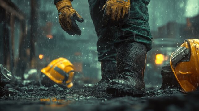 A worker handling fragile packages without proper gloves, glass shards scattering after breaking,
