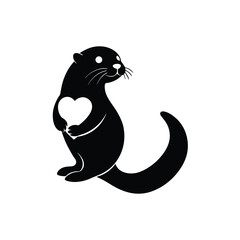 Naklejka premium Playful Otter Heart Kawaii Vector Art