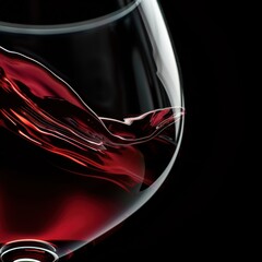 Captivating Flow of Red Wine in Elegant Wine Glass Closeup