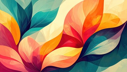 Vibrant leaf patterns abstract art digital illustration colorful background artistic viewpoint nature inspiration