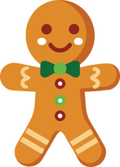 gingerbread man cookie with smiling icing face traditional christmas dessert illustration perfect for holiday baking and treats