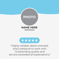 Modern Testimonial and Review Card Template with User Photo and Star Rating