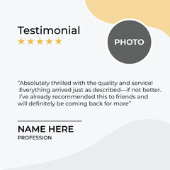 Editable Client Feedback Design Template with Profile Photo and Review Section