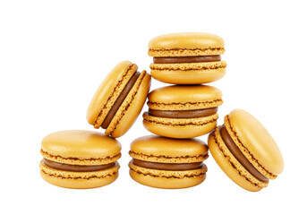 Isolated Stack of Caramel Filled Macarons