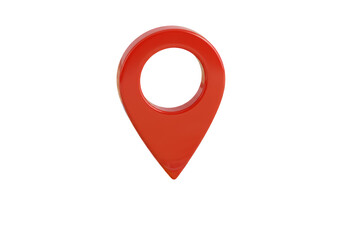 Isolated 3D Red Map Pointer Icon with Glossy Finish
