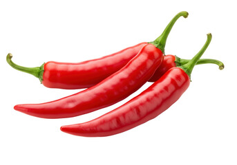 Isolated Three Fresh Red Chili Peppers in a Cluster