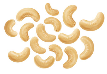 Isolated Pile of Creamy Cashew Nuts Close-up