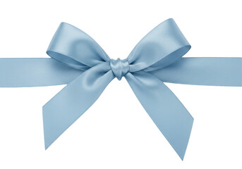 Isolated Baby Blue Satin Ribbon Bow Detailed