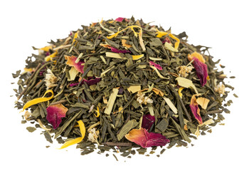 Isolated Aromatic Green Tea Blend with Flowers and Herbs
