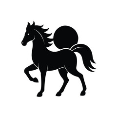 Obraz premium Lunar New Year Horse Red Simple Vector Silhouette