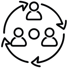 Circular Team Dynamic with Flowing Arrows, Illustrating Collaboration and Mutual Growth Concept