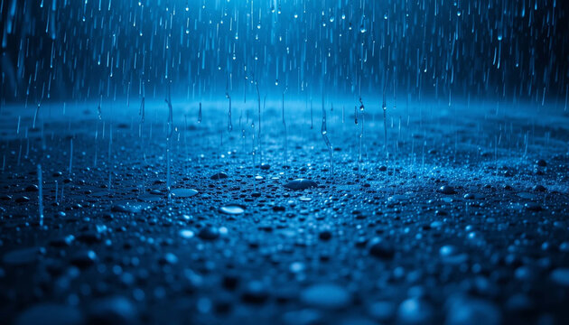 blue shade of intense rainwater dropping to the piso durante la temporada de lluvias.