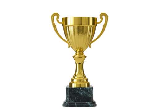 Isolated Golden Trophy Cup Marble Base