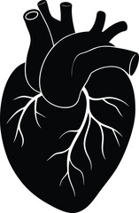 Anatomical Heart Silhouette – Black Vector Illustration for Medical and Health Concepts