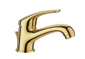 Isolated Golden Bathroom Faucet Fixture