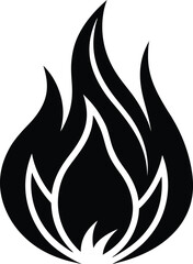 Flame Silhouette &ndash; Black Fire Vector Icon for Heat, Energy, and Danger Concepts

