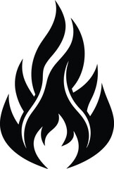 Flame Silhouette – Black Fire Vector Icon for Heat, Energy, and Danger Concepts

