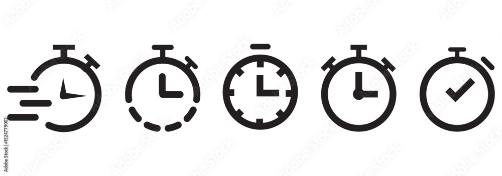 Poster timer, clock, stopwatch isolated set icons. essential timer icons a versatile set for every project 