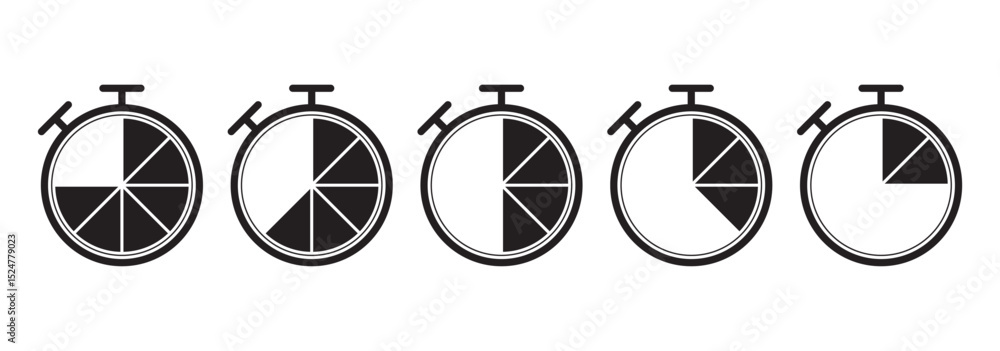 Poster timer, clock, stopwatch isolated set icons. essential timer icons a versatile set for every project 
