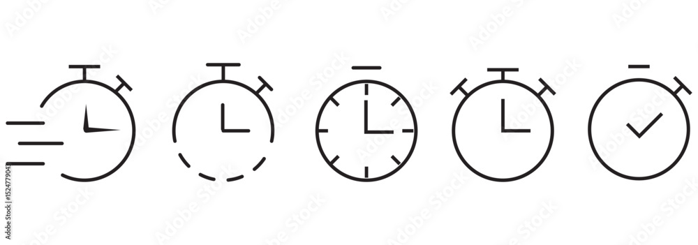 Poster timer, clock, stopwatch isolated set icons. essential timer icons a versatile set for every project 