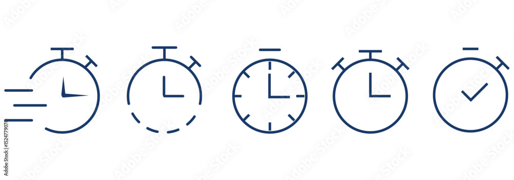 Poster timer, clock, stopwatch isolated set icons. essential timer icons a versatile set for every project 