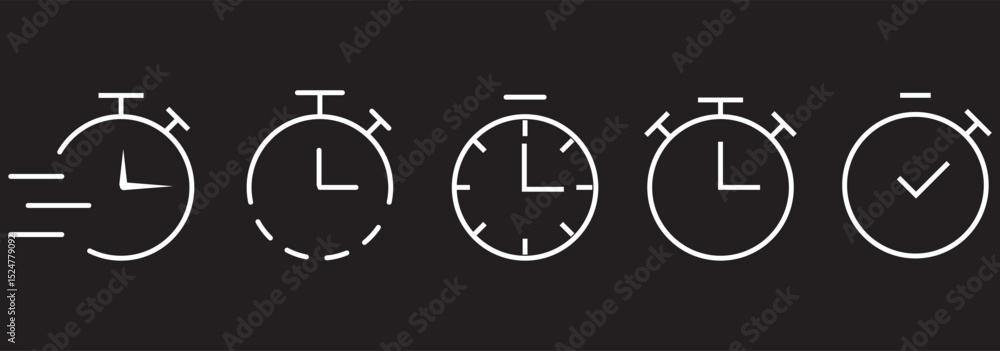 Poster simple and stylish a set of clean timer icons set . set of timer, clock flat icon, and time manageme