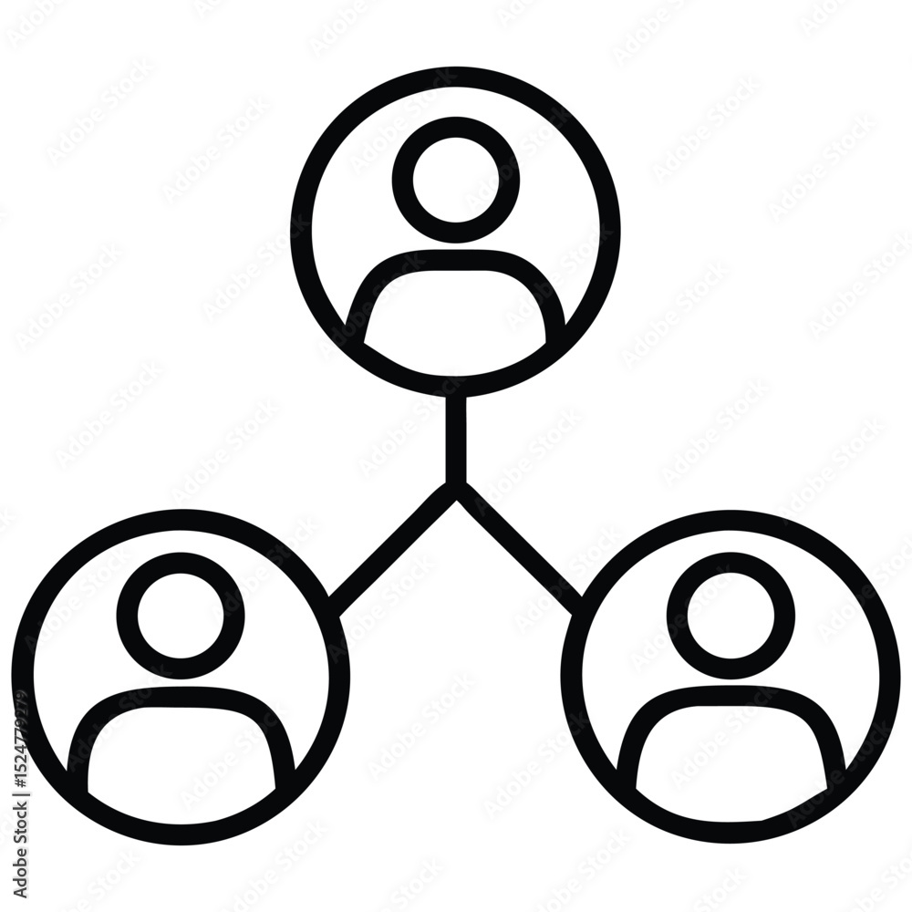 Poster connected people outline icon representing hierarchy or networking system, organization chart depict