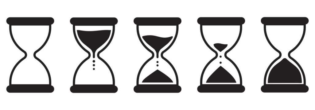 Sand watch icon set . Hourglass symbol. Flat vector graphic design elements.