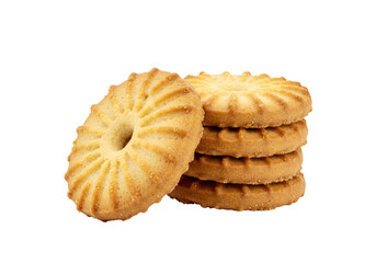 Isolated Stack of Butter Cookies with Decorative Pattern