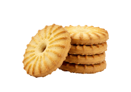 Isolated Stack of Butter Cookies with Decorative Pattern