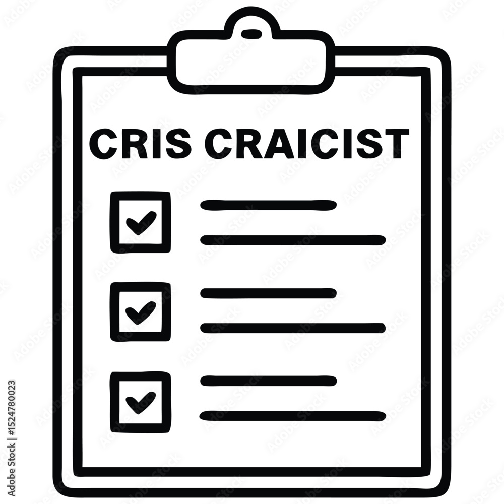 Poster cris craicist clipboard with checkmarks, task list doodle illustration element