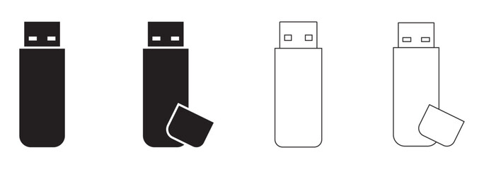 Universal USB Icons  Connect with Ease .  usb flash drive vector icon. Usb icon set .  Illustrator  