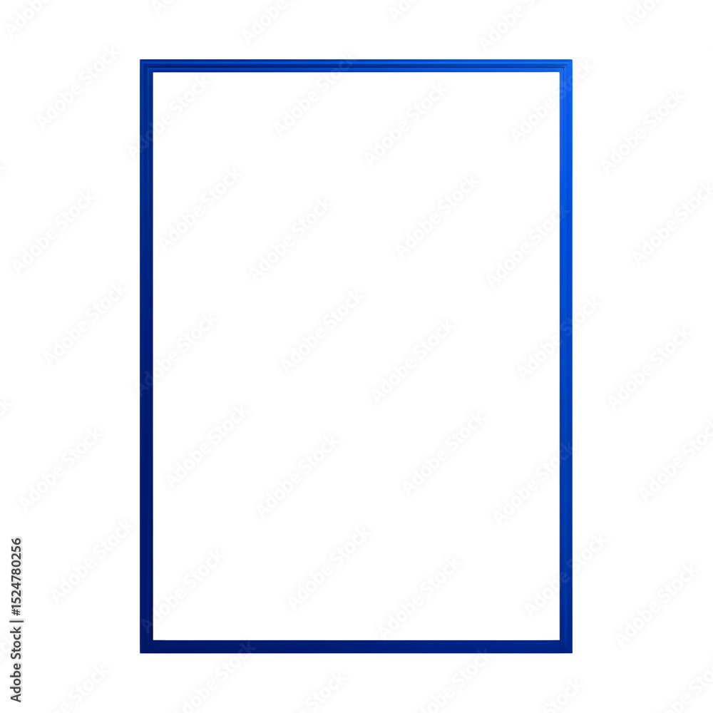 Poster a rectangular frame with a blue border surrounding a black background in a vertical orientation imag