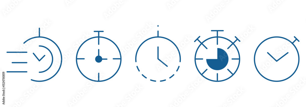 Poster time management made easy a comprehensive timer icon collection . timers line icon set. timer stopwa
