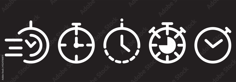 Poster time management made easy a comprehensive timer icon collection . timers line icon set. timer stopwa