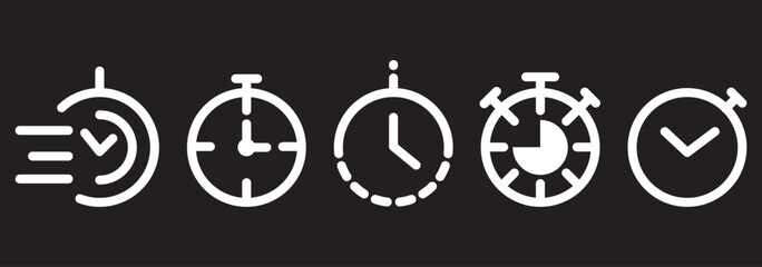 Time Management Made Easy A Comprehensive Timer Icon Collection  . Timers line icon set. Timer  Stopwatch . Illustrator 