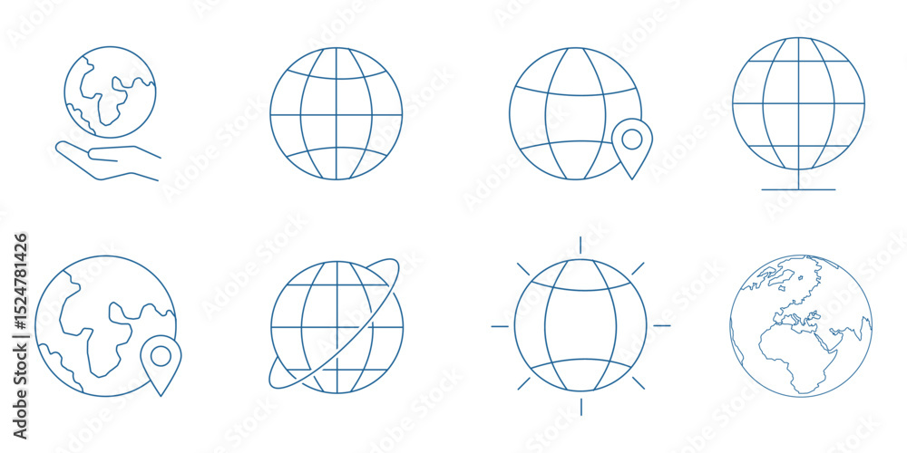 Poster connect globally a versatile set of globe icons . vector graphic illustration. for website design, l