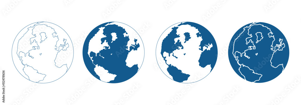 Poster global connections a set of essential globe icons . world globe icon set in different style .