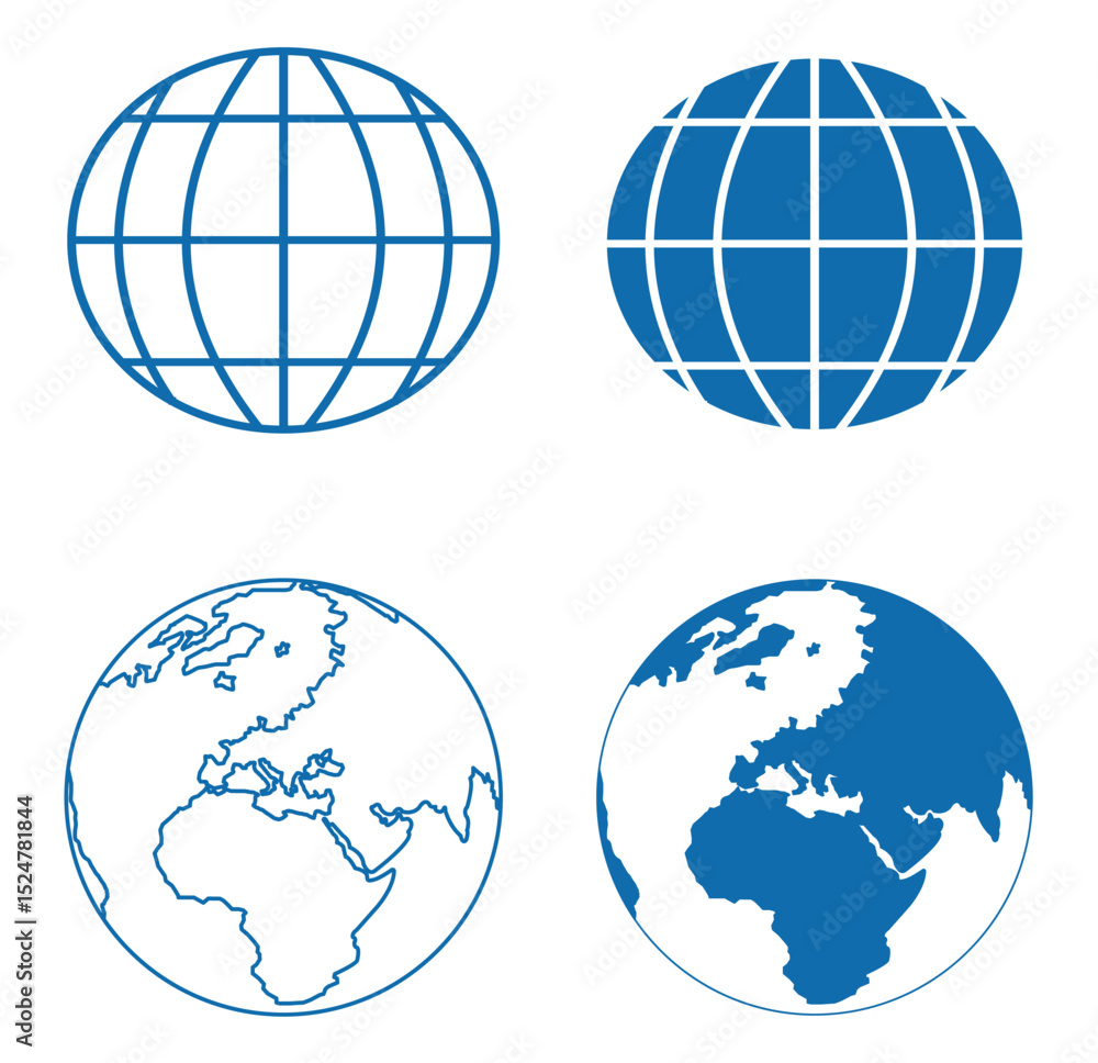 Poster global connections a set of essential globe icons . world globe icon set in different style .