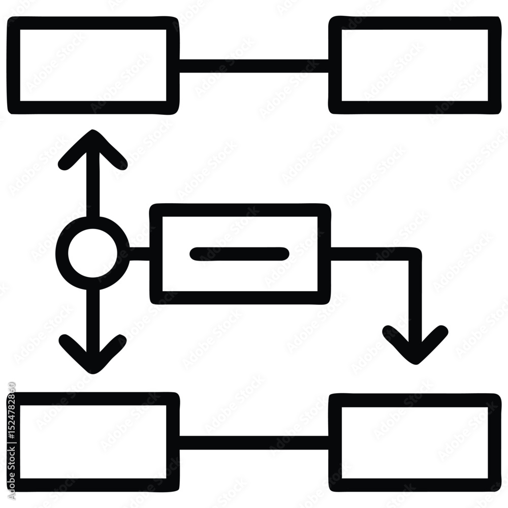 Poster diagram flowchart showing decision points with rectangles and arrows illustration icon