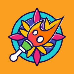 Obraz premium expressive abstract logo with paintbrush texture vector illustration