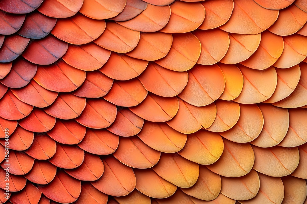 Poster close-up of overlapping orange scales with a textured, layered pattern, resembling fish or reptile s
