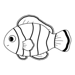 fish doodle outline line art