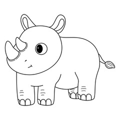 rhinoceros doodle outline line art