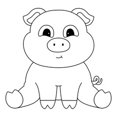 pig doodle outline line art