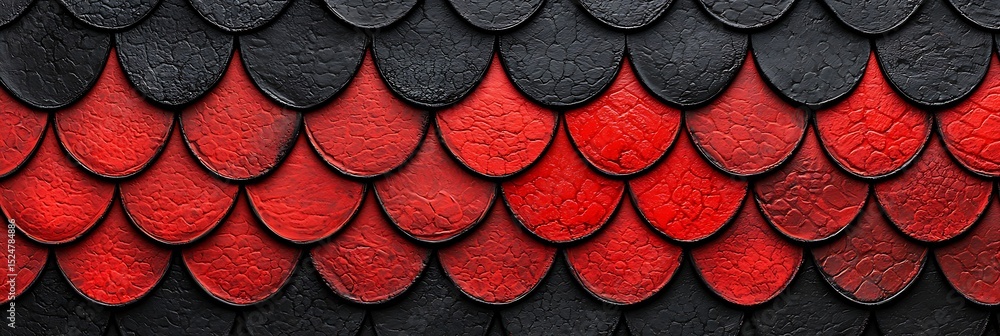 Aufkleber red and black textured scales arranged in a repeating, overlapping pattern, creating a bold and stri