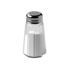 Glass salt shaker with metal lid isolated on transparent background