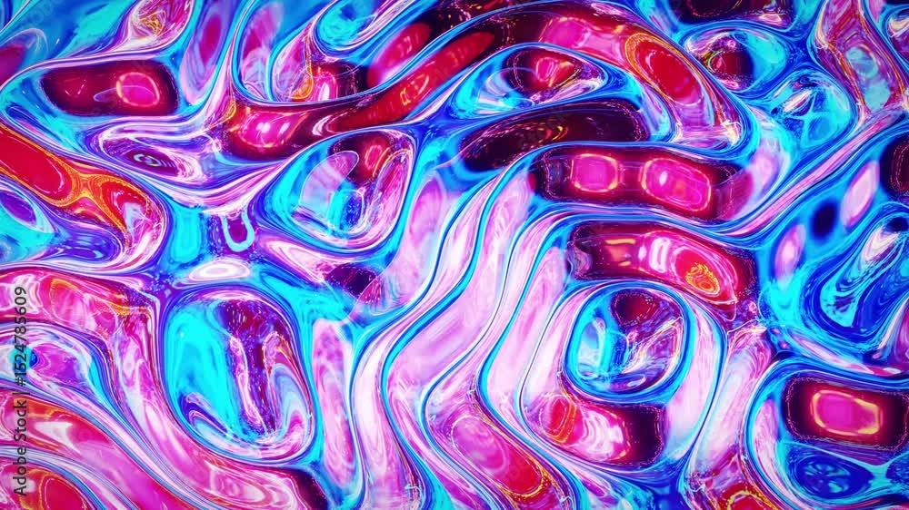 Poster looped abstract iridescent fluid background. beautiful wavy glass surface of liquid with pattern, gr