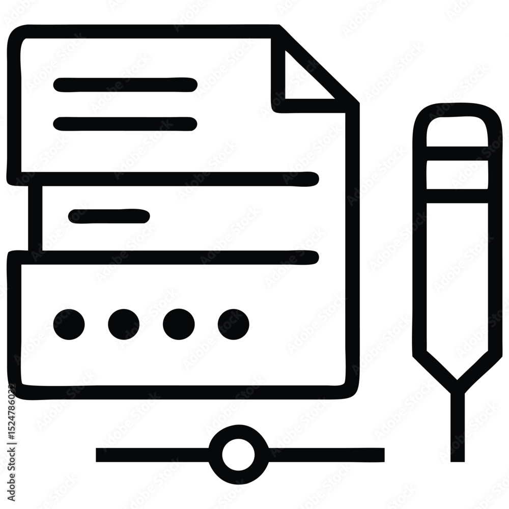 Poster file edit document outline icon with slider and pencil symbol